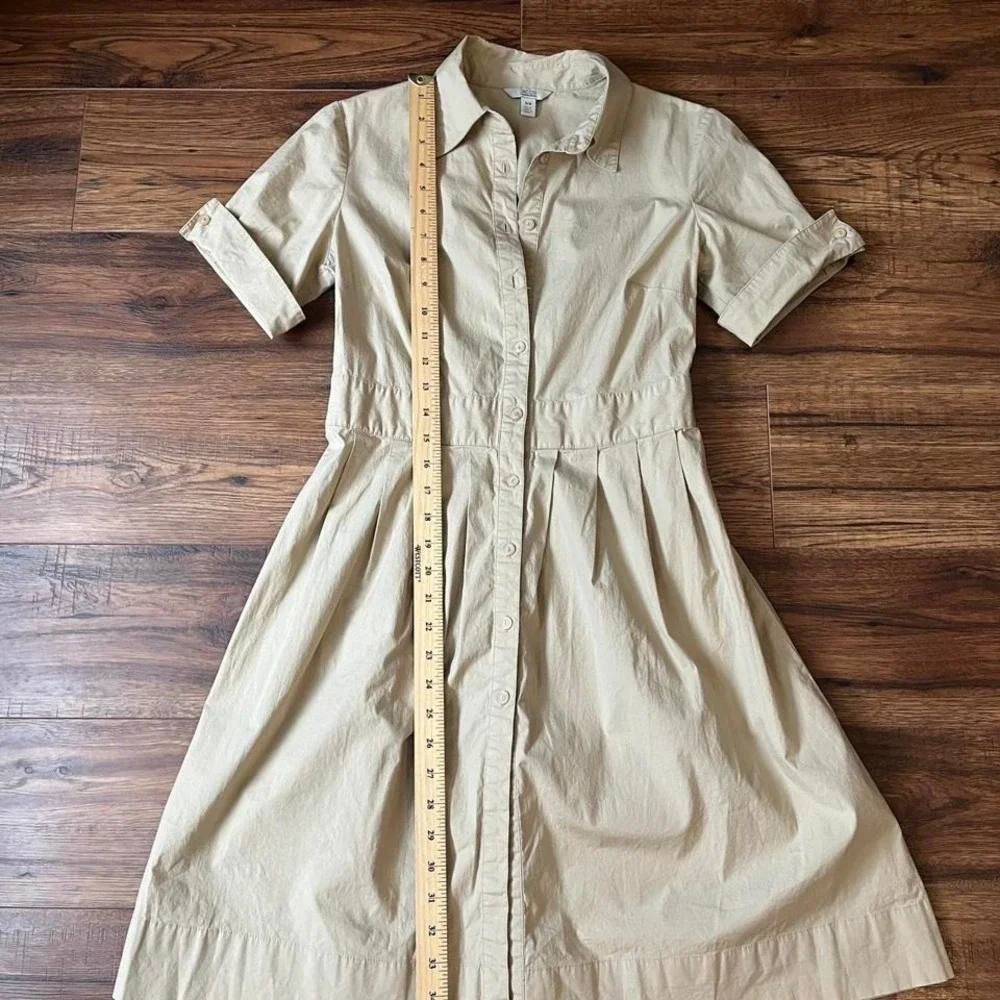 Jacob Beige Shirt Dress Cotton Button Collared Women 6 Old Money Quiet Luxury - Picture 4 of 7